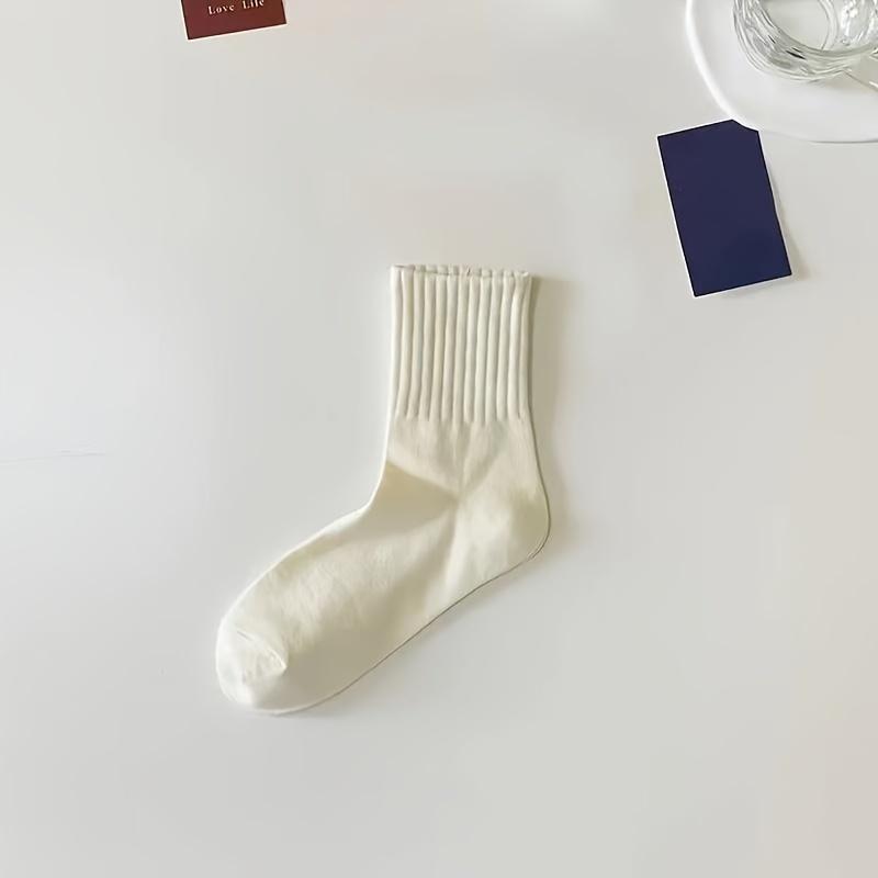 6 Pairs Comfy & Stylish Mid Length Socks: Breathable, Durable Solid Colors Unisex Socks - Easy Care, Long-Lasting Comfort for Everyday and Sports