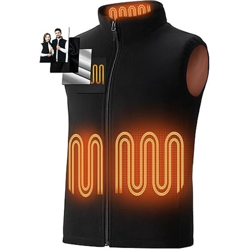 Heated Vest for Men Women, 3 Heating Levels 6Heating Zones, Rocking Fleece Fabric,Waterproof Switch, USB Port - ClothingMenswear