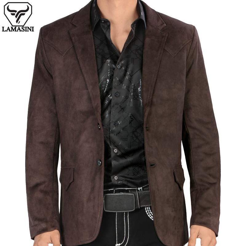 LAMASINI Men's Suede Blazer LM510, Stylish and Fitted