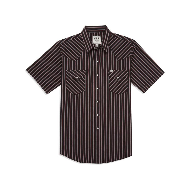 Men's Ely Cattleman Short Sleeve Stripe Western Snap Shirt