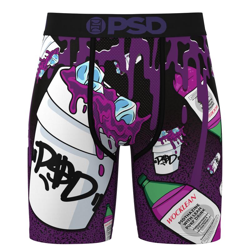 PSD Men's Purp Wock Boxer Brief - Standard Length 7 Inch Inseam, Moisture-Wicking 4-Way Stretch Fabric