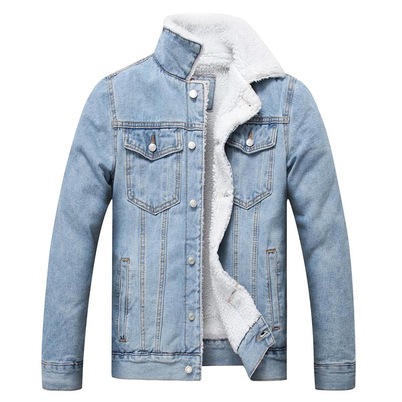 Men's Fleece Jean Jacket Winter Warm Cotton Casual Sherpa Lined Denim Trucker Jacket