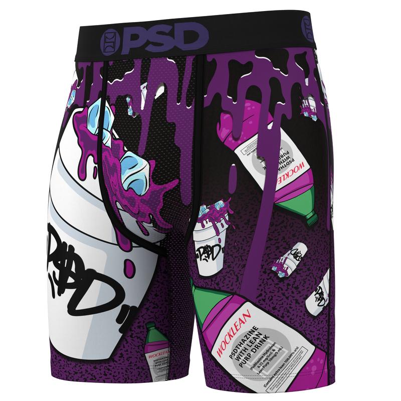 PSD Men's Purp Wock Boxer Brief - Standard Length 7 Inch Inseam, Moisture-Wicking 4-Way Stretch Fabric