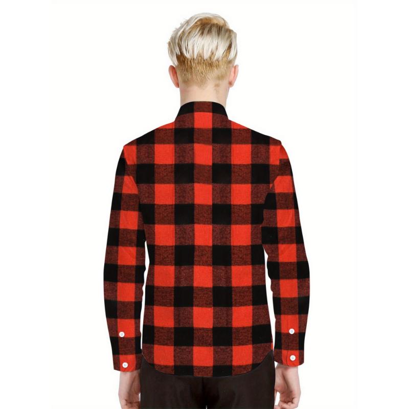 Men's Classic Plaid Flannel Shirt - Soft, Long Sleeve with Button-Down Collar & Chest Pockets | Perfect for Casual Wear & Outdoor Activities