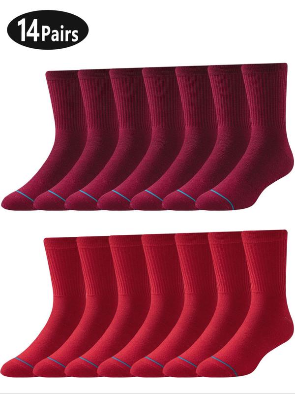 Men's Solid Color Crew Socks, Casual Comfy Breathable Mid-calf Socks for Daily Wear, Men's Socks for Fall & Winter