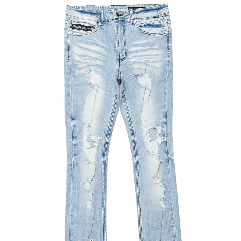 Zahir Blue Super Stacked Flare Jean