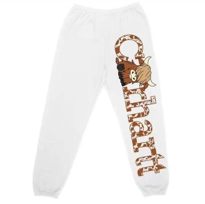 Y2K Streetwear Highland Cow Corhatt Sweatpants, Stylish and Comfortable Clothing, Pant for Sport, Workout, Gym, Exercise, Unisex Jogger, All Season Pants