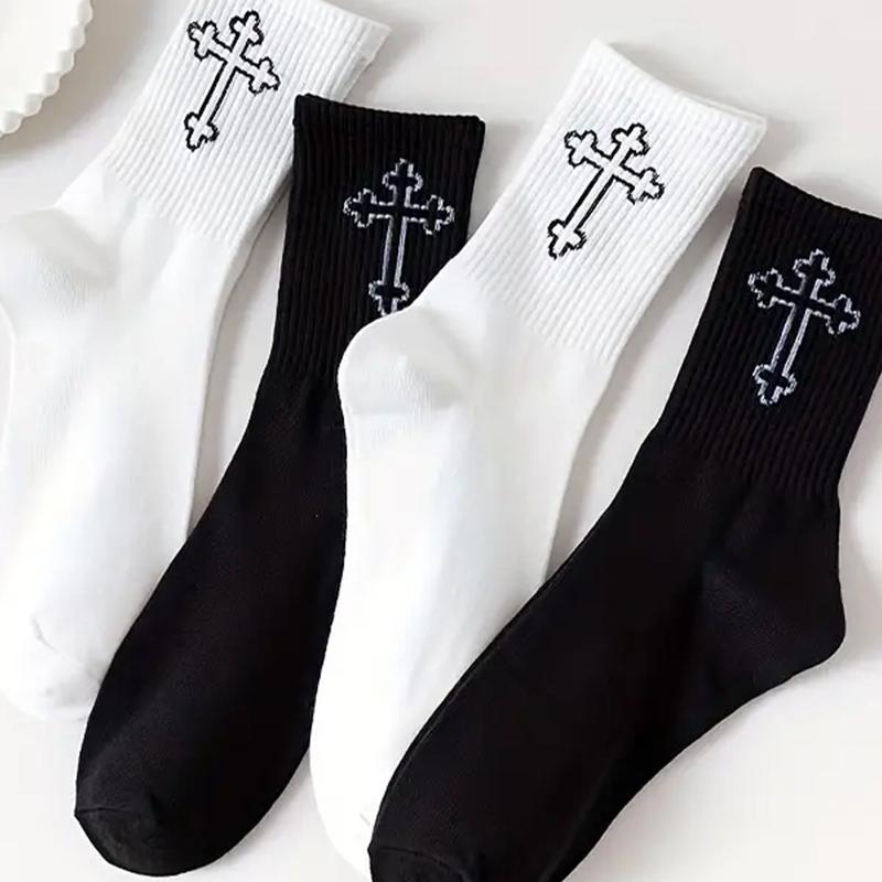 Cross Christian Pattern Fashion Non-Slip Socks Men's Bottom Sticky Grab Sports Custom Logo Crew Socks |  Casual Moisture Wicking Mid Tube Socks, SoftComfy Breathable Socks for All Seasons Daily Wear