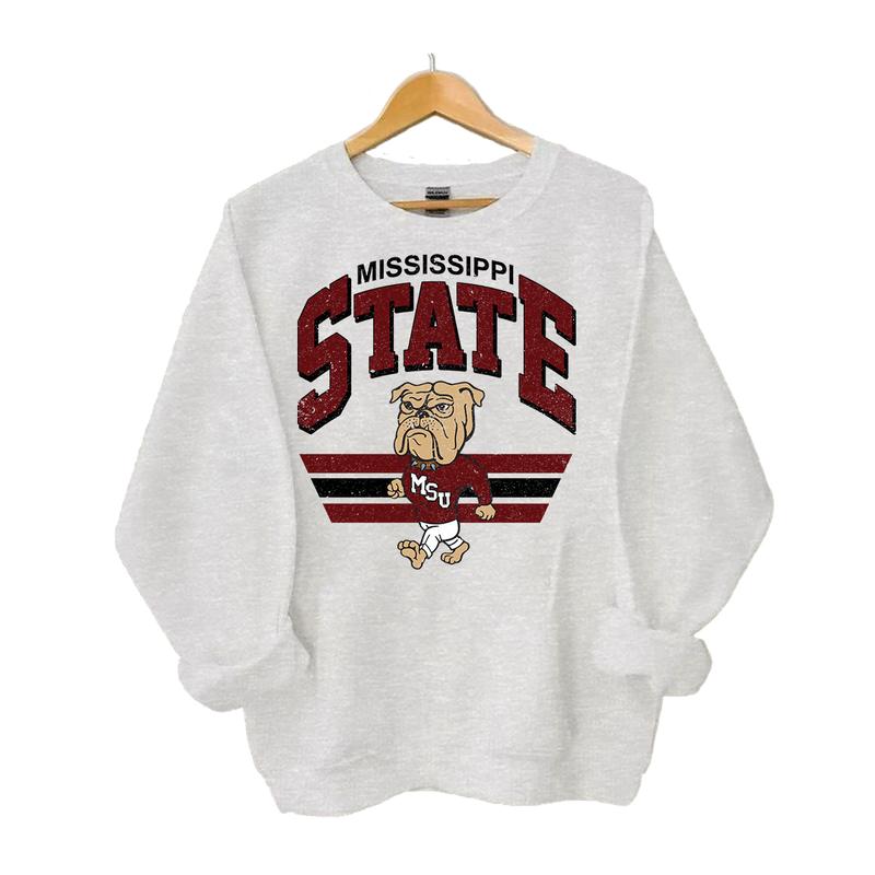 Retro NCAA College Football Mascot Crewneck Sweatshirt Classic Menswear Tops Cotton Sweaters   Sport Fabric Casual Embroidered Hoodie