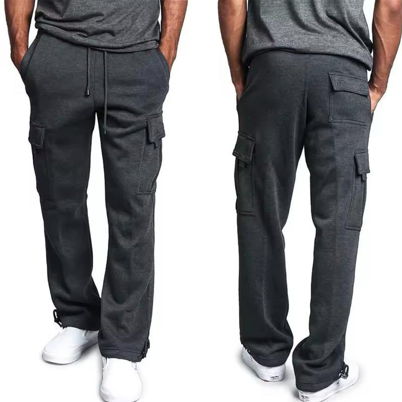 PROCLUB Men's Heavyweight Cargo Sweatpants PRO CLUB Casual Fleece Pants Hip Hop Harem Casual Regular Fit Big and Tall Plain Black Gray Charcoal Fabric Menswear Pocket Elastic Polyester Relaxed Fit Thick Utility Cotton Flagship Track