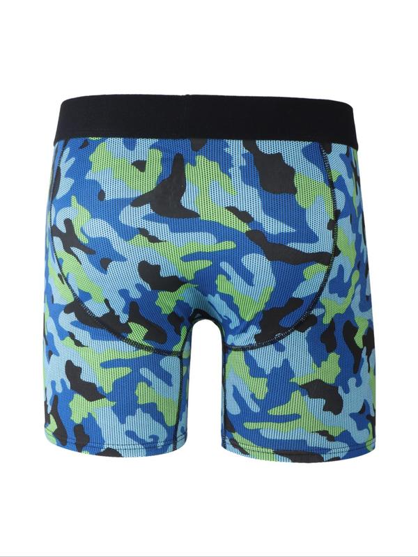 Men's 5pcs Camo Print Tape Waist Boxer Brief, Casual Comfy Breathable Underwear for Daily Wear, Soft Underwear for All Seasons