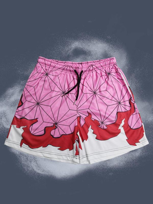 Men's All Over Cartoon Clouds Print Drawstring Waist Shorts, Regular Fit Casual Comfy Breathable Pocket Shorts, Men's Summer Bottoms for Daily Wear