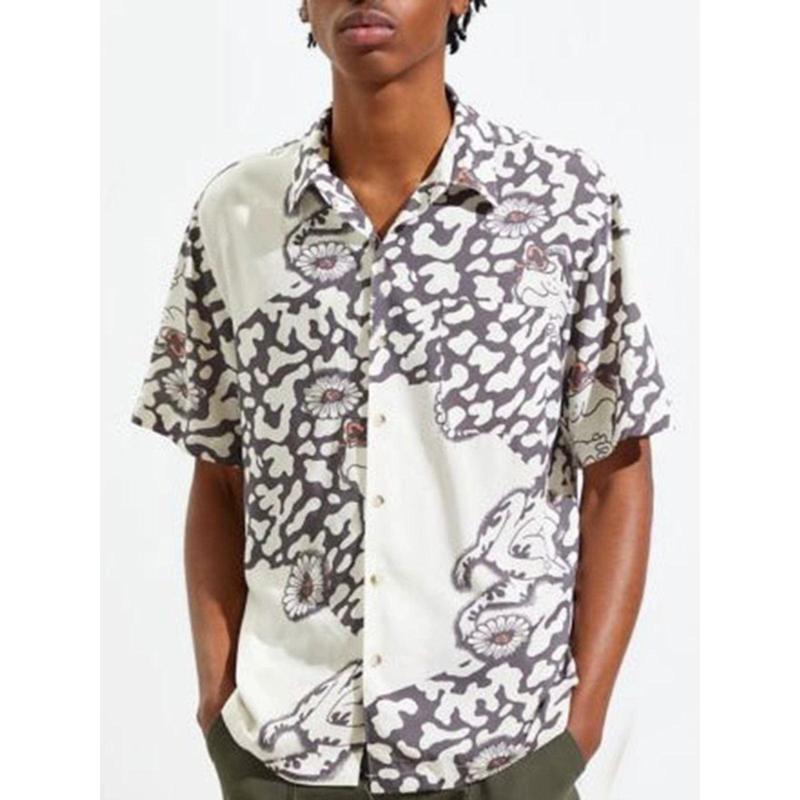 Light and Thin Mesh Printed Shirt for Men Lightweight Mesh Floral Print Shirt for Men