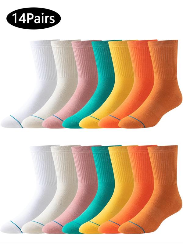 Men's Solid Color Crew Socks, Casual Comfy Breathable Mid-calf Socks for Daily Wear, Men's Socks for Fall & Winter