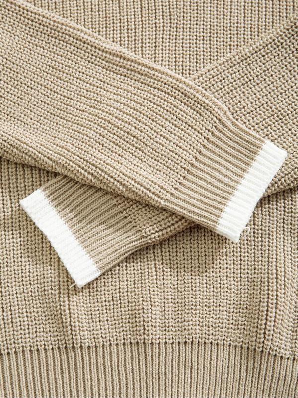 Men's Drop Shoulder Long Sleeve Sweater, Loose Casual Round Neck Jumper for Fall & Winter, Fashion Men's Knitwear for Daily Wear