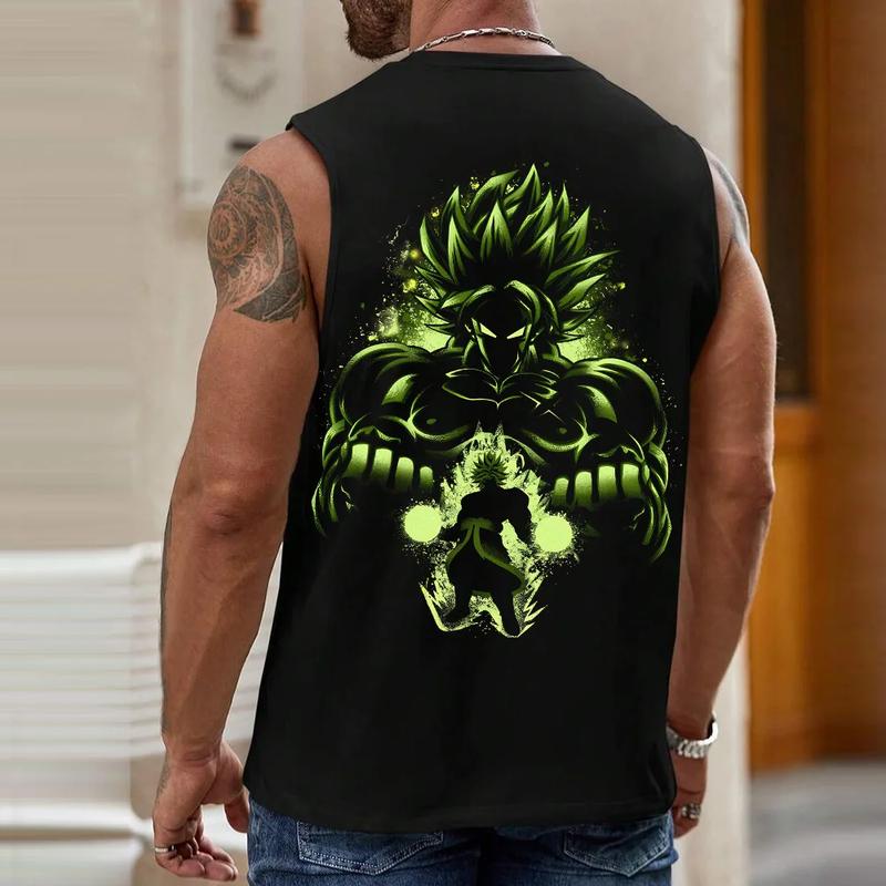 Unisex Dragon Ball Broly Printed Tank Top, Manga Tank Top For Men, Anime Printed T-shirt, Anime Manga Shirt, DB Gift For Fans, Gift For Anime Lovers, Gift For Him, Gift For Her