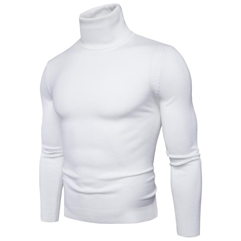 Men's solid color slim turtleneck sweater sweater plus size fashion leisure pullover bottoming shirt