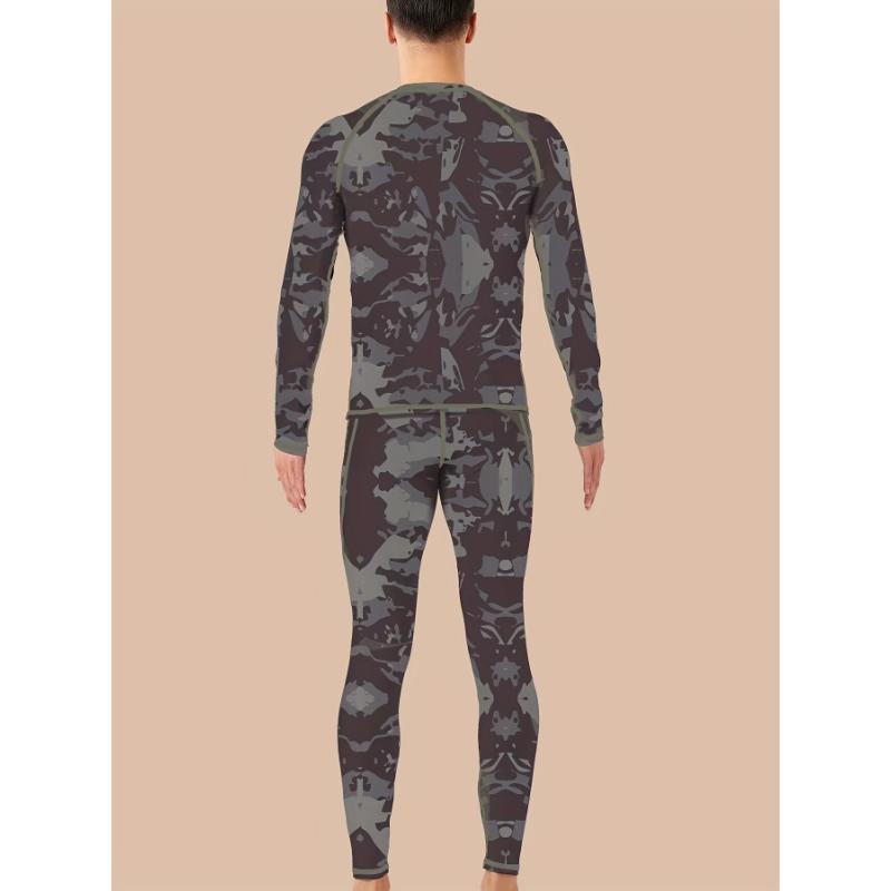 Thickened Camouflage Print Thermal Underwear For Men, Long Johns Set With Fleece, Winter Hunting Outdoor Running Cycling Ski Equipment Sports Yoga Fitness Base Layer Sport Top & Bottom