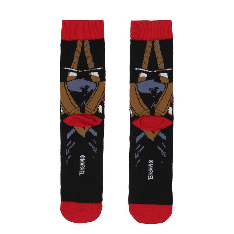 Deadpool Socks Marvel Comics Deadpool Character Face and Logo X-Force Novelty 2 Pack Men's Knit Crew Socks Shoe Size 6-12