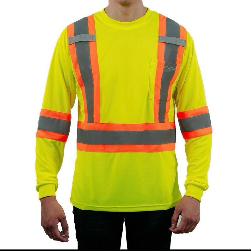 4 PACK long sleeve polyester shirts with double tone high visibility reflectors 4 PACK FOR 40.99$