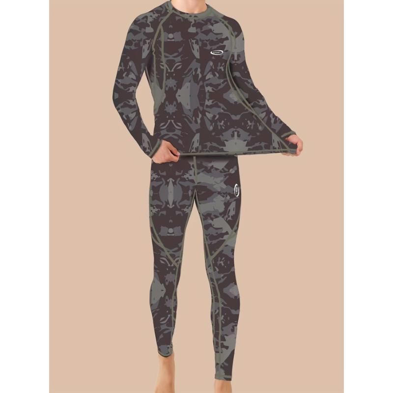 Thickened Camouflage Print Thermal Underwear For Men, Long Johns Set With Fleece, Winter Hunting Outdoor Running Cycling Ski Equipment Sports Yoga Fitness Base Layer Sport Top & Bottom