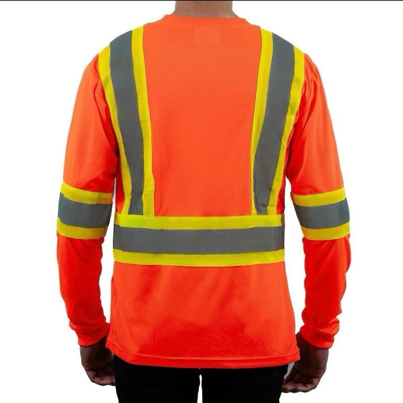 4 PACK long sleeve polyester shirts with double tone high visibility reflectors 4 PACK FOR 40.99$