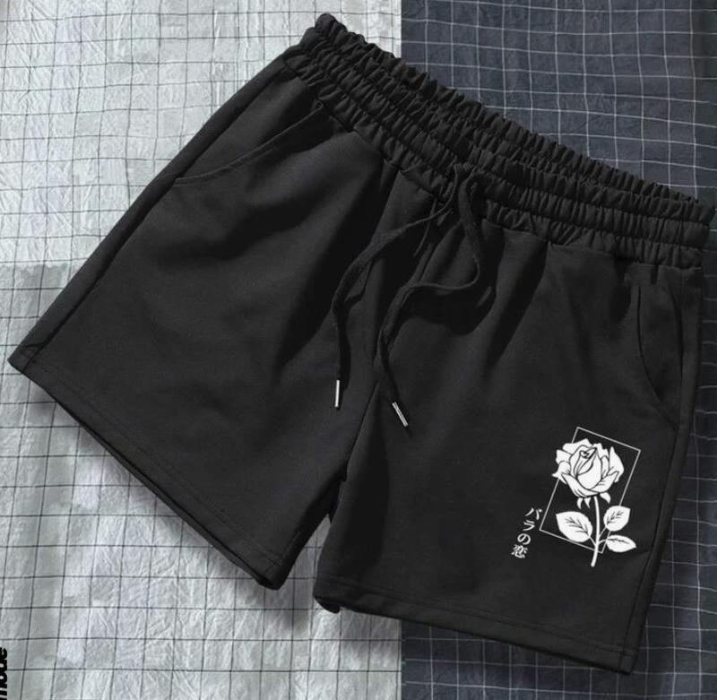 Men Rose Print Drawstring Waist Shorts viral menswear sport shorts gym casual Stylish Underwear