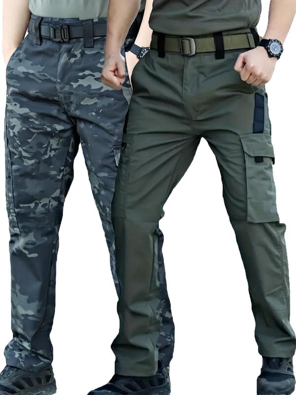 Men's Solid   Camo Print Pocket Design Cargo Pants without Belt, Casual Comfy Trousers for Outdoor Work, Pants for Men, Fashion Men's Bottoms for All Seasons