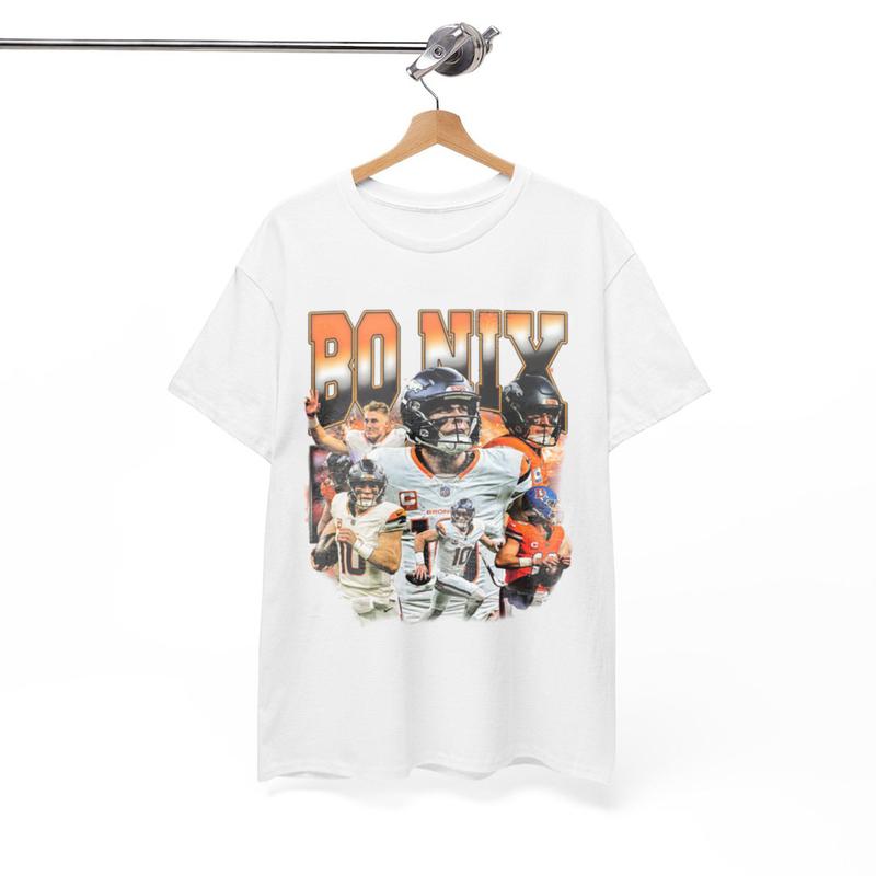 Bo Nix Shirt Graphic Tee Custom Vintage Denver Broncos NFL Football Merch