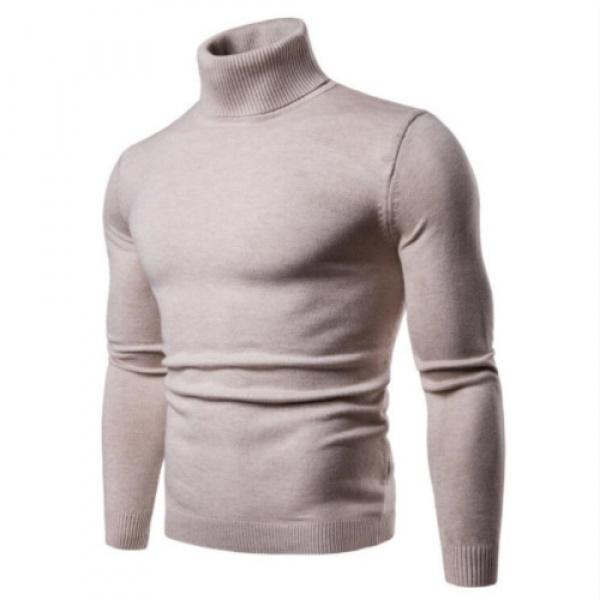 Men's solid color slim turtleneck sweater sweater plus size fashion leisure pullover bottoming shirt