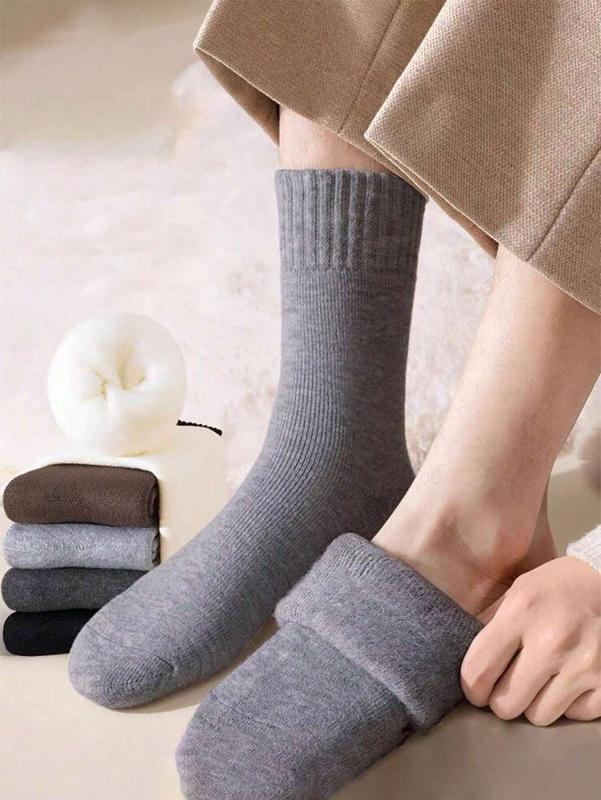 1 3 5 10 Pairs Men's Fleece Lined Socks, Warm & Thick For Winter Hiking Boots, Soft & Comfortable, Suitable For Cold Weather, Black And White