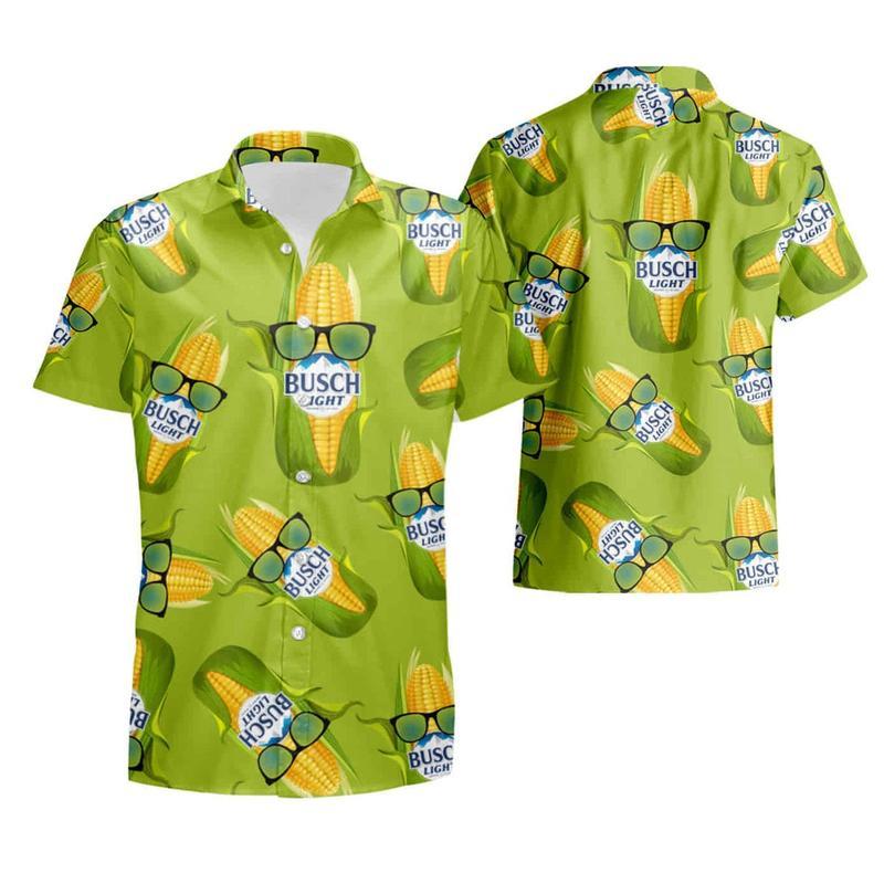 Hawaiian Aloha Shirts Busch Light Corn summer shirt Menswear Top