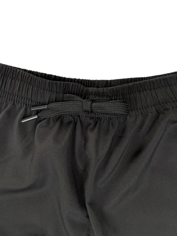 Men's Letter Print Zipper Pocket Split Drawstring Shorts, Regular Fit Casual Elastic Waist Straight Leg Shorts for Summer, Men's Bottoms for Daily Wear