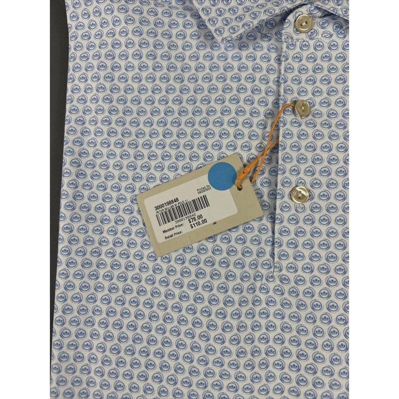 Peter Millar Golf Shirt Polo CS Summer Comfort Millar Print Sleeve Logo Medium