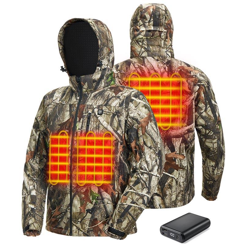 TideWe Men's Soft Shell Heated Jacket Coat with Detachable Hood and Battery Pack Size S-XXXL