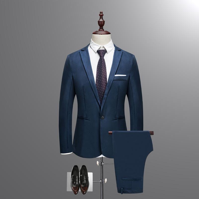 2024 Men's New Clothes Suit Suit Korean Style Slim Fit Solid Color Business Clothing Men's Casual Suit Two-Piece Suit