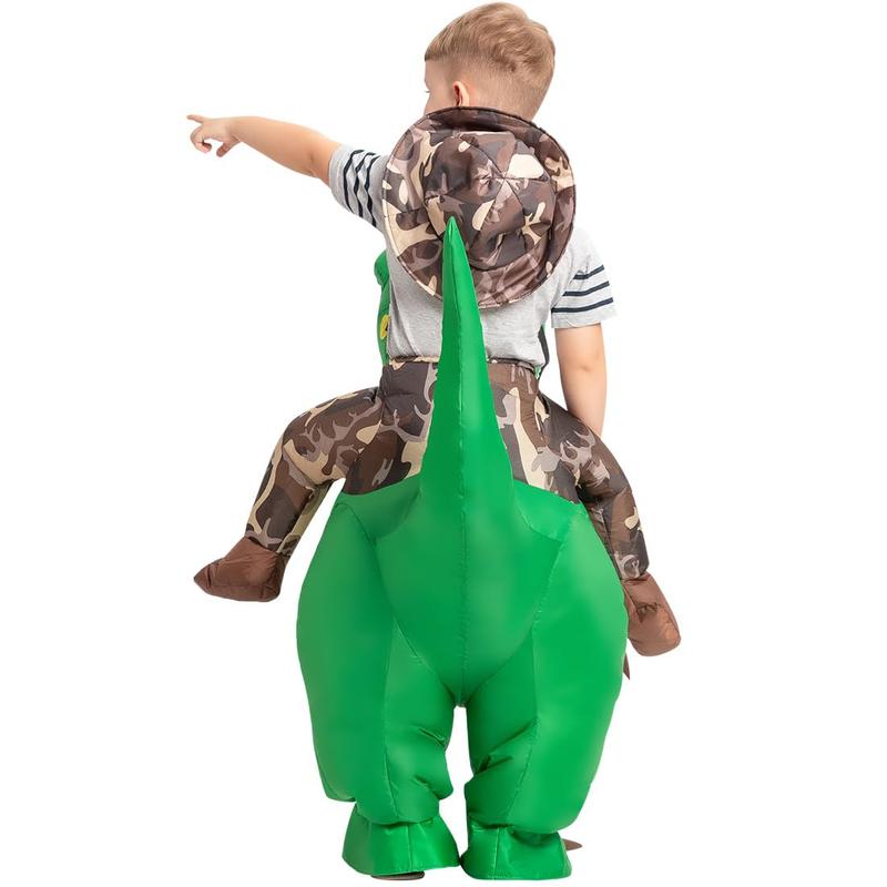 GOOSH Inflatable Dinosaur Costume Halloween Blow up Costumes Riding Diplodocus Air Costume for Party