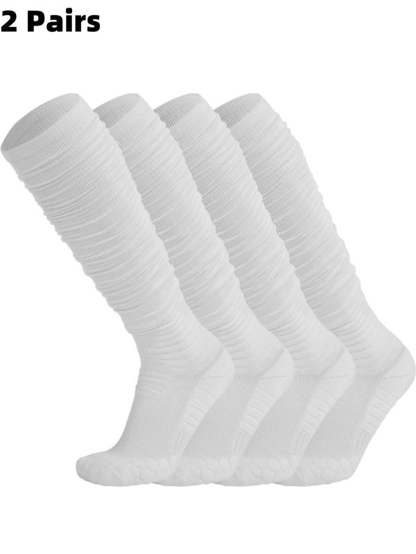 Men's Solid Ruched Over The Calf Socks, Casual Comfy Breathable Socks for Daily Wear, Men's Socks for All Seasons