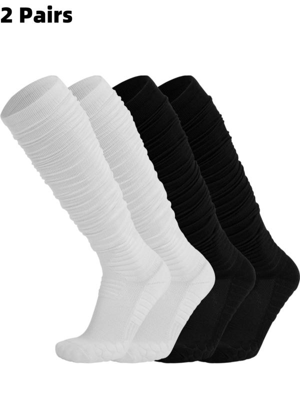 Men's Solid Ruched Over The Calf Socks, Casual Comfy Breathable Socks for Daily Wear, Men's Socks for All Seasons