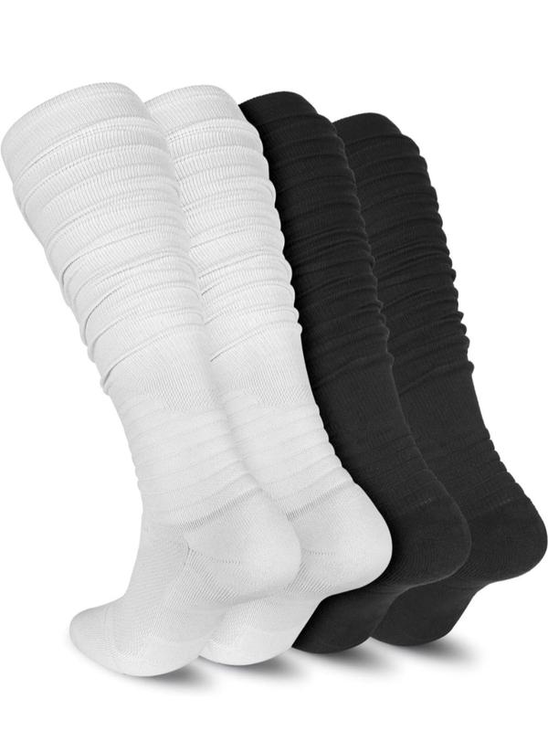 Men's Solid Ruched Over The Calf Socks, Casual Comfy Breathable Socks for Daily Wear, Men's Socks for All Seasons