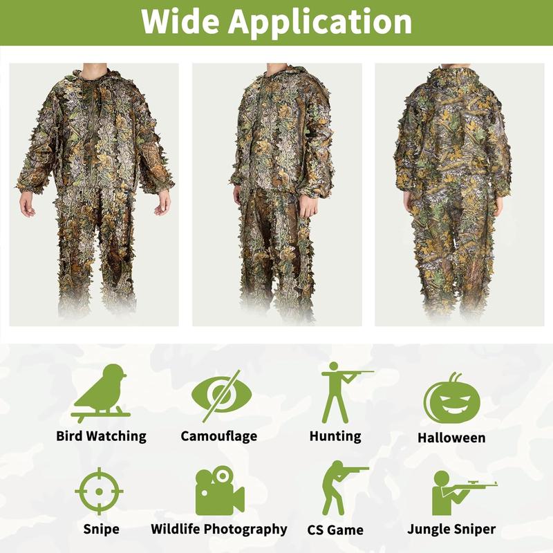 Ghillie Suit, Leafy Suit for ,  Gear Including  Clothes for Turkey , Outdoor Jungle and Halloween