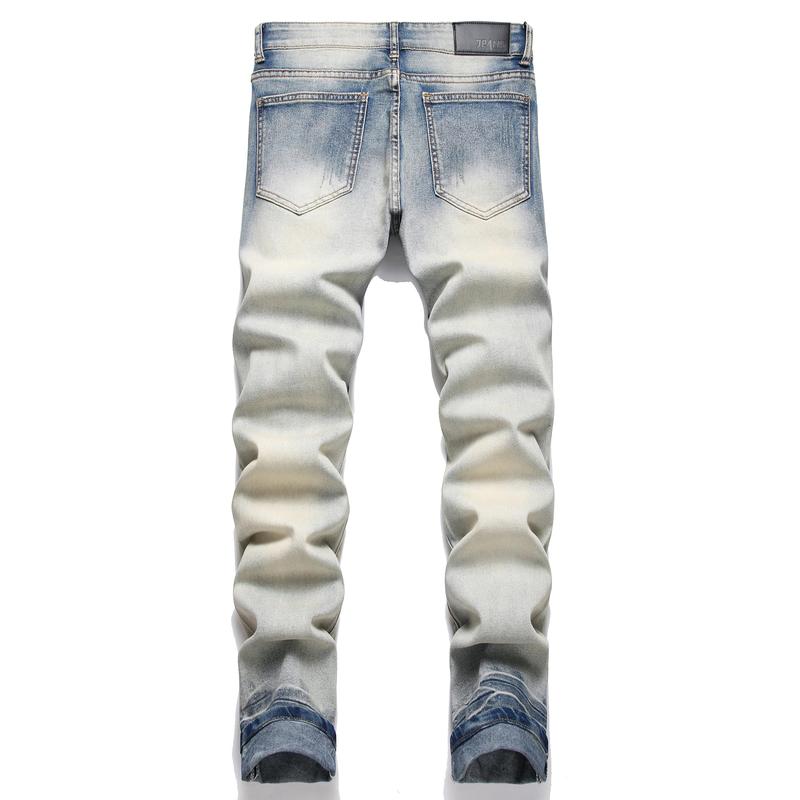 Men's Ripped Slim Fit Straight Leg Jean Denim Pant