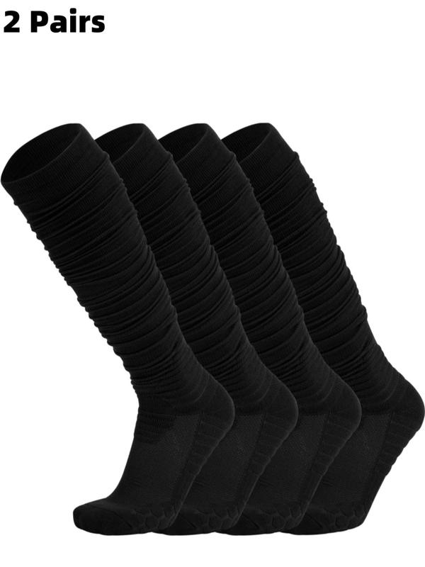 Men's Solid Ruched Over The Calf Socks, Casual Comfy Breathable Socks for Daily Wear, Men's Socks for All Seasons