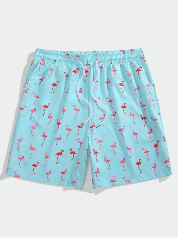 Men's All Over Print Drawstring Waist Shorts, Casual Regular Fit Pocket Beach Shorts for Summer, Men's Bottoms for Vacation Holiday Beach