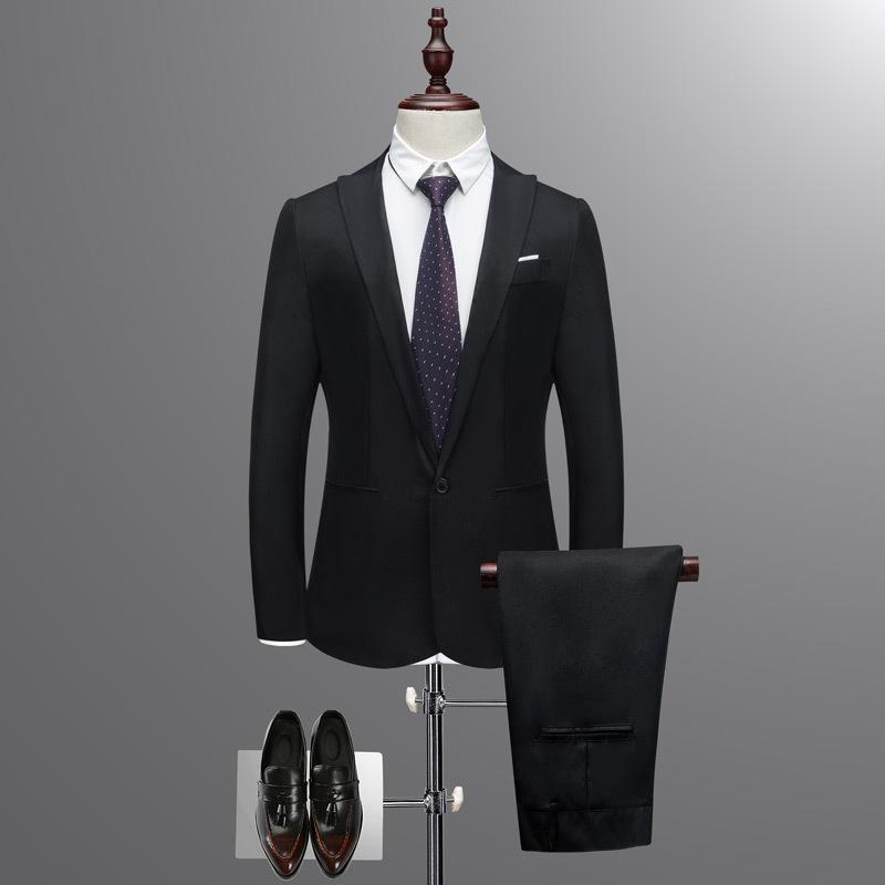 2024 Men's New Clothes Suit Suit Korean Style Slim Fit Solid Color Business Clothing Men's Casual Suit Two-Piece Suit