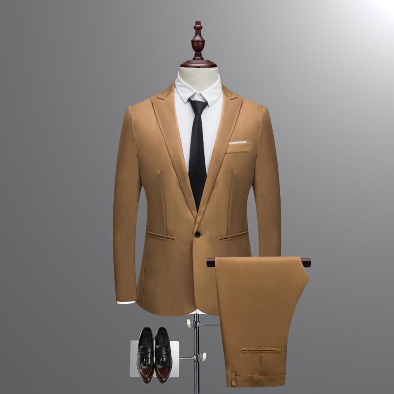 2024 Men's New Clothes Suit Suit Korean Style Slim Fit Solid Color Business Clothing Men's Casual Suit Two-Piece Suit