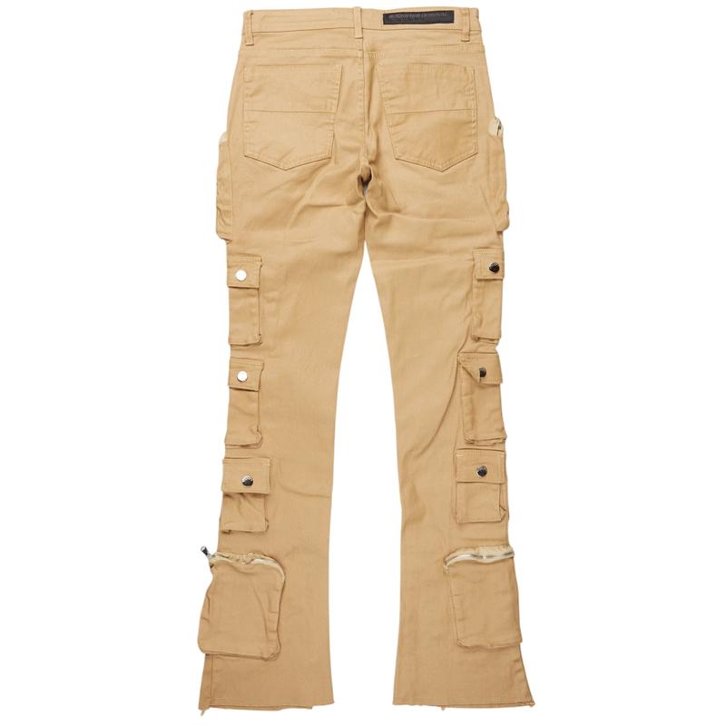 Konrad Beige Coated Stacked Flare Jean