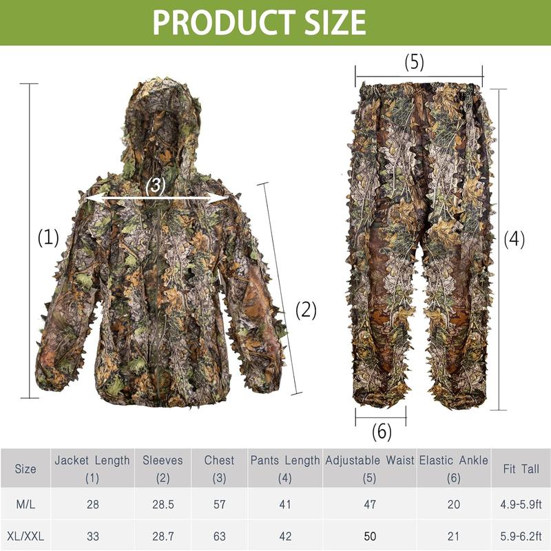 Ghillie Suit, Leafy Suit for ,  Gear Including  Clothes for Turkey , Outdoor Jungle and Halloween