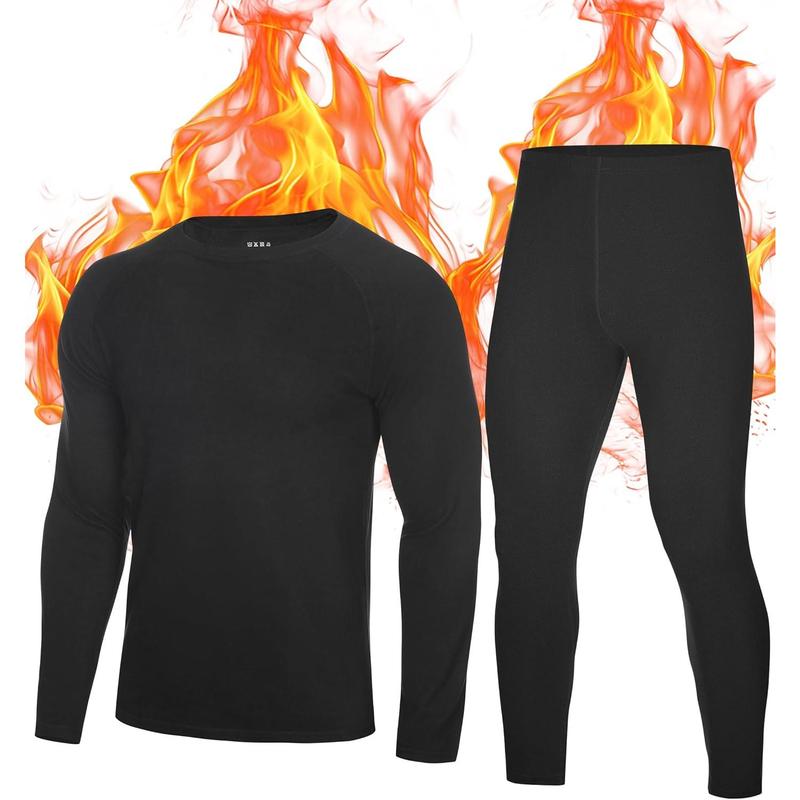 Thermal Underwear for Men: Fleece Lined Long Johns Base Layer Cold Weather Winter Ski Thermals Top and Bottom Set