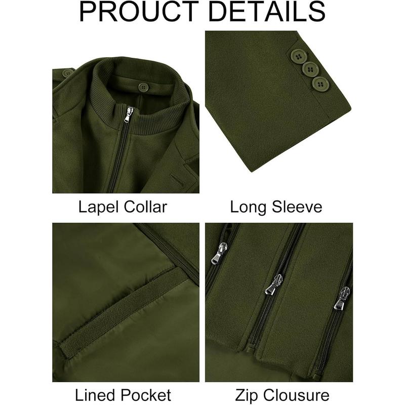 Runcati Mens Trench Coat Long Sleeve Stand Collar Single Breasted Pea Coat Casual Mid Long Slim Fit Overcoat with Pockets